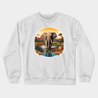 Elephant in the savanna Crewneck Sweatshirt